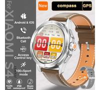 S4 Ultra Gps Piste Sport Montre Intelligente Hommes Amoled Hd Écran Bleutooth Appel Nfc Fréquence Cardiaque Étanche Smartwatch Pour Xiaomi 2025 -Argent Leather