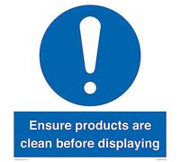 S40 Panneau « ensure products are clean before display » 400 x 400 mm
