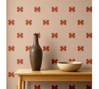 S4Sassy Papier peint à motif géométrique croisé beige, 63 x 914 cm, vinyle texturé autocollant, revêtement mural facile à réaliser pour une décoration murale bohème, salon, espaces de vie