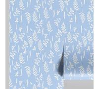 S4Sassy Papier peint autocollant en vinyle bleu contemporain amovible, motif floral abstrait, pour murs et armoires, 63,5 x 152,4 cm