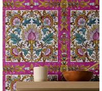 S4Sassy Papier peint autocollant, motif arabesque, revêtement mural amovible en vinyle rose, papier peint texturé à décoller et coller pour murs d'entrée et de cuisine (63,5 x 304,8 cm)