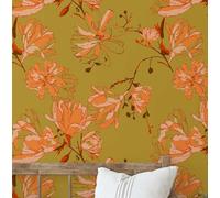 S4Sassy Papier peint décoratif autocollant, imprimé floral, vinyle texturé imperméable, vert, 63 x 152 cm, amovible, idéal pour les chambres et les salles à manger