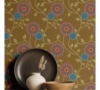 S4Sassy Papier peint floral - Revêtement mural marron, 63 x 152 cm, vinyle autocollant, revêtement mural facile à réaliser soi-même pour une décoration murale bohème, salon, espaces de vie