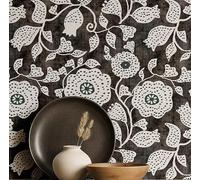 S4Sassy Papier peint Floral Vine - Revêtement mural gris, 63,5 x 304,8 cm, vinyle texturé autocollant, revêtement mural facile à réaliser pour une décoration murale bohème, salon, espaces de vie