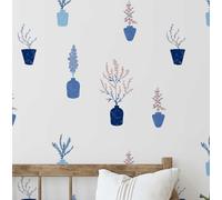 S4Sassy Papier peint Motif Pot de Fleurs - Revêtement mural blanc, 63 x 610 cm, vinyle texturé autocollant, revêtement mural facile à réaliser pour une décoration murale bohème, salon, espaces de vie