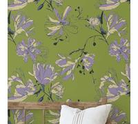 S4Sassy Papier peint mural imperméable amovible, inspiré de la nature, finition texturée, imprimé Magnolia Bloom, pour murs, armoires, rouleau de papier peint autocollant en vinyle - Vert (25" x 60")