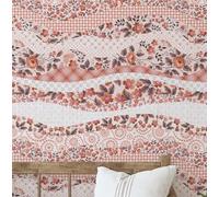 S4Sassy Papier peint patchwork floral vintage - Revêtement mural bohème pêche, 63 x 914 cm, vinyle texturé autocollant, revêtement mural décoratif, facile à réaliser soi-même pour chambre et armoires