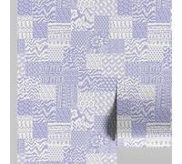 S4Sassy Papier peint patchwork - Revêtement mural violet, 63 x 609 cm, vinyle autocollant, revêtement mural facile à réaliser soi-même pour une décoration murale bohème, salon, espaces de vie
