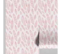 S4Sassy Papier peint Tribal Feather - Revêtement mural rose, 63,5 x 609 cm, vinyle texturé autocollant, revêtement mural facile à réaliser pour une décoration murale bohème, salon, espaces de vie