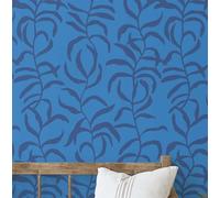 S4Sassy Papier peint vinyle autocollant, motif botanique, feuilles et vignes, imperméable, bleu, 63 x 914 cm, revêtement mural amovible pour salon, entrée et cuisine