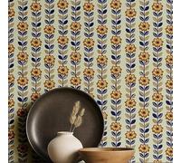 S4Sassy Papier peint vinyle autocollant, motif floral rayé, imperméable, bleu, 63,5 x 304,5 cm, amovible, style asiatique, pour la décoration intérieure des chambres et des salons, espaces locatifs