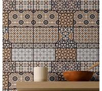 S4Sassy Papier peint vinyle autocollant, motif patchwork de carreaux, imperméable, marron, 63,5 x 304,8 cm, revêtement mural texturé amovible pour la intérieure, les espaces locatifs et les placards