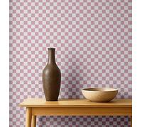 S4Sassy Papier peint vinyle texturé adhésif, motif damier urbain chic, imperméable, rose, 63,5 x 152,4 cm, revêtement mural moderne et amovible pour la décoration intérieure des chambres et des salons