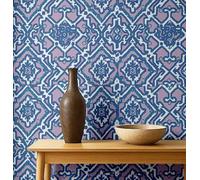 S4Sassy Papier peint vinyle texturé adhésif, motif treillis de carreaux urbains chics, imperméable, bleu,63,5 x 914 cm, revêtement moderne et amovible pour la intérieure des chambres et des salons