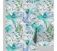 S4Sassy Papier peint Watercolor Bloom - Revêtement mural vert, 63 x 304 cm, vinyle texturé autocollant, revêtement mural décoratif, facile à réaliser soi-même pour chambre, salon et espace de vie