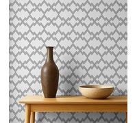 S4Sassy Papier peint Zig Zag Line - Revêtement mural blanc, 63 x 91 cm, vinyle texturé autocollant, revêtement mural facile à réaliser pour une décoration murale bohème, salon, espaces de vie
