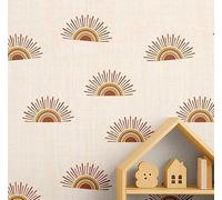 S4Sassy Revêtement mural autocollant, motif soleil bohème, amovible, marron, pour chambre d'enfant, relooking instantané des murs, papier peint vinyle autocollant amovible, 63,5 x 914 cm