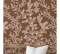 S4Sassy Revêtement Mural Autocollant, Papier Peint Amovible Motif Branches Botaniques - Papier Peint Texturé Marron Instantané Pour Chambre, Salle De Bain, Buanderie Et Placard (63,5 X 610 Cm)