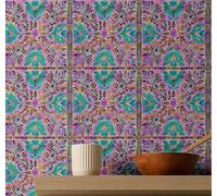 S4sassy Revêtement mural imperméable amovible style vintage, revêtement mural texturé à motif arabesque, papier peint violet pour dosseret, rouleau de papier peint en vinyle - Violet - 63,5 x 152,4 cm
