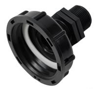 S60x6 Adaptateur de récipient IBC fileté avec couvercle de 2,5 cm pour réservoir d'eau de pluie - Filetage sécurisé à 10 tours - Joint étanche en plastique noir - 20 mm 25 mm (25 mm)