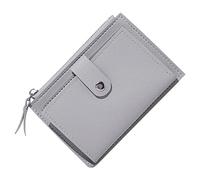 S7 Étui portefeuille amovible en cuir avec fermeture éclair et fentes pour cartes pour adolescentes, gris, Taille unique