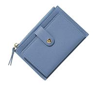S7 Étui portefeuille amovible en cuir avec fermeture éclair et fentes pour cartes pour adolescentes, bleu, Taille unique