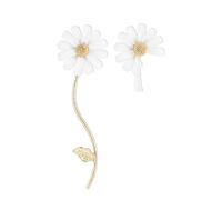 S925 Argent Aiguille personnalité Simple émail glaçure Marguerite Fleur Boucles d'oreilles asymétriques Femmes Exquis Bijoux Cadeaux