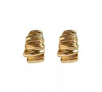 S925 argent aiguille torsadée et ridée anneau d’oreille en forme de corne