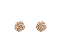 S925 argent aiguille zircone émail camélia fleur boucles d’oreilles