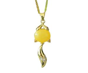 S925 Argent avec du Collier de Fox de la Cire d'abeille Naturel (chaîne Libre) Jade