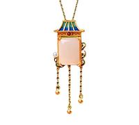 S925 Argent incrusté Naturel HETIAN Jade Jade Jade Plan PRENDANT Retro ELLEGANT Enamel Collier de pendent de Gland pour Femmes