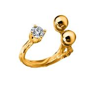S925 Argent sterling Bague de fiançailles pour femme Bande ajustable avec solitaire CZ et détail de double balle Bijoux de déclaration d’alliance unique pour les affaires de fêtes Or