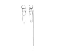 S925 Argent sterling Boucles d’oreilles asymétriques pendantes Punk Chaîne Drop Design Double Piercing Look Bijoux tendance hypoallergéniques légers pour fête, mariage, usure quotidienne Argent