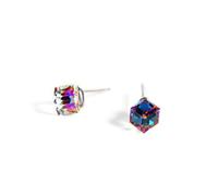 S925 Boucles D'Oreilles Carrées en Argent Sterling Cristal Autrichien Aurora Cube Boucles D'Oreilles de Couleur Doucedream Blue, Argent 925, LJBLEUSK