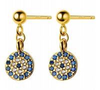S925 Boucles D'Oreilles en Argent avec Oeil de Diable Boucles D'Oreilles Turques avec Oeil Bleu, GeRRiT, Gold, 925 silver
