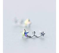 S925 Boucles D'Oreilles en Argent Femme Mode Diamant Boucles D'Oreilles Petites Étoiles Couleur Douce Diamant Boucles D'Oreilles Étoiles à Cinq Branchesune Paire, LJBLEUSK