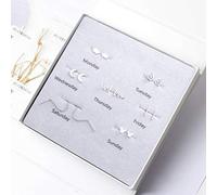 S925 Boucles D'Oreilles en Argent Sterling Femelle Mode Sauvage Créatif une Semaine Combinaison Bijoux Fleur Saison une Semaine Boucles D'Oreilles Cadeau Ensemblerationalisez la Vie, Argent, LJBLEUS