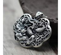S925 Collier en Argent Sterling Hommes Femmes Poissons Cœur Percé Pendentif Créatif Lotus Cadeau Mode Exquise Simplicité Exagérée, LJBLEUSK