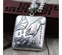 S925 Collier en Argent Sterling Pour Homme Lotus du Cœur Pour Femme Bouddhiste Pendentif à la Main Cadeau Mode Créatif Simplicité Exquise Exagérée, LJBLEUSK