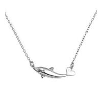 S925 Collier en Argent Sterling Vêtements Pour Femmes Est Simple Goutte Glaçage Amour Mignon Petit Dauphin Chaîne Clavicule Tempérament Rétro Élégant Cadeau D'Anniversaire Créatif, LJBLEUSK