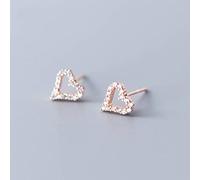 S925 Earrings, Ladies Fashion Hollow Heart Diamond Earrings &Rose, 925