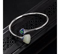 s925 Naturel hetian Jade Blanc Fleur de Jade Femme Ouvert
