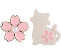 S925 Perle Argent Aiguille tempérament Mode Femmes Accessoires Boucles d'oreilles Mignon Chat Fleur Boucles d'oreilles asymétrique (Rose) Traitement Durable
