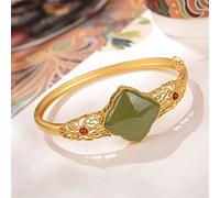 S925 Plated Natural Hetian Sapphire Four Leaf Women's Bangle for Girlfriend Birthday Present Women's Bracelets