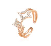 S925 Sterling Silver Ring Star Double Layer Open Ring Open Saint Valentin Fiisure Holiday Women Birthday Party Light Luxury Gift