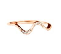 S925 Sterling Silver Wave Friendship Rings Stackable Knuckle Rings for Best Friend Matching Minimalist Wave Ring Jewelry Birthday Gifts for Women Sisters (rose,5)