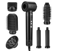 Saaf Brosse Sèche-Cheveux 7-en-1 - Set Airstyler 8 Pièces - Sèche-Cheveux, Brosse Bouclante, Brosse Lissante - Multistyler Hairwrap - Pour Femmes - Idée Cadeau - Noir - Outil Cheveux