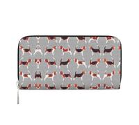 SAAKE Beagle Patterns Portefeuille en cuir pour femme 20 x 10 cm, noir, One Size