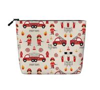 SAAKE Little Boys And Girls In Firefighters Print Single Layer Makeup Bag Travel Cosmetic Bag With Zippered Pouch Women Essentials, noir, One Size