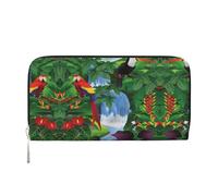 SAAKE Macaw And Toucan Perching Of American Rainforests Print Women Leather Hand Wallet 7,9 X 9,9 cm Trendy Wallet Capacity Casual Travel Use, noir, One Size